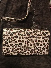 Rebecca Minkoff Purse Leopard Wallet on a Chain NEW Silver Hardware $195 Cheetah