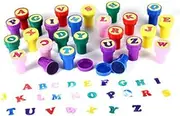 Letter Stamps for Classroom and Teachers, Luckybird Colorful Self Inking Plastic Alphabet Stamps for Kids, 26 Count