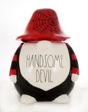 Rae Dunn Halloween Handsome Devil Gnome Ceramic Large Cookie Jar Canister - NEW