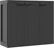 "vidaXL Black Outdoor Storage Cabinet - Durable Polypropylene Garden Toolbox with Adjustable Shelf and Lockable Design"