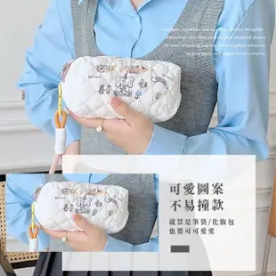 【彩色小象】日系可愛清新印花筆袋(大容量 多功能 雙層鉛筆盒 文具收納 刷具 化妝品包 學生)