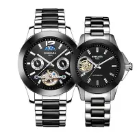 在飛比找Yahoo!奇摩拍賣優惠-5C781 陶瓷鋼帶情侶對錶30米生活防水蝴蝶扣精鋼錶帶不鏽