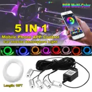 Car 6M Fiber Optic Band Atmosphere Light 5in1 RGB LED Strips Ambient Lamp APP BT