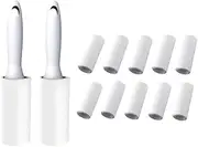 AIMALL Lint Roller with Refills Sticky Remover Pet Dog Hair Clothes Sofa Dust Cleaning, Includes 2 Handles & 10 Refills, PP Material, 7.87x1.89 in