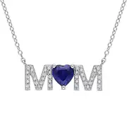Julianna B. Lab-Created Gemstones & Diamond "MOM" Necklace in Sapphire at Nordstrom One Size