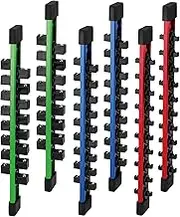 6-piece Socket Organizer Storage Set, 1/4-Inch, 3/8-Inch, 1/2-Inch Double Sided Aluminum Alloy Socket Holder Rail, Drive Socket Trays Holds 108 Sockets, 360° Swivel Clip Socket Holder Kit for Tool Box
