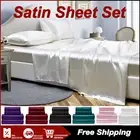 2000TC Silk Satin Bed Fitted Flat Pillowcases Sheet Set Double Queen KingSingle