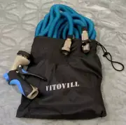 Vitovill Deluxe Expandable Garden Hose Heavy Duty 50ft With Spray Nozzle, Blue