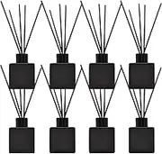 Perfume Reed Diffuser Bottle,Empty Square Essential Oil Bottles Glass Jar with Black Sticks For DIY Fragrance Replacement Diffuser Sets (50ml/1.7oz, Matte Black)