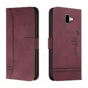 Closure Case with Flip Wallet Stand Function Cover for Samsung Galaxy J6 Plus - Red