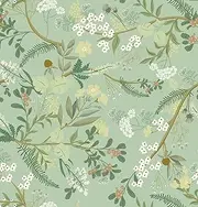 Guvana Floral Peel and Stick Wallpaper Leaf Contact Paper Self Adhesive Wallpaper Colorful Flower Contact Paper DIY Removable Wallpaper for Bedroom Livingroom Decor16.14 x78.7(Light Green Background)