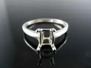 2667 RING SETTING STERLING SILVER, SIZE 9, 8X6 MM EMERALD STONE