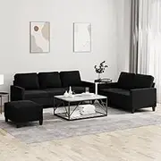 VRAXO 3 Piece Sofa Set with Cushions Black Velvet -54.55KG,3201531