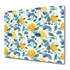 Glass Kitchen Chopping Board Worktop Saver Hippo Animal Watercolour 60x52