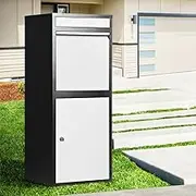 Groverdi Parcel Box Post Letter Box Package Drop Mailbox Security Lock Storage Black White