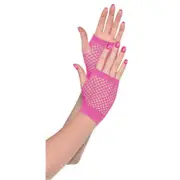 Short Fishnet Adult Gloves Pink