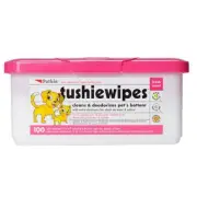 Petkin Tushie Wipes Cleans & Deodorises Pets Bottom for Dogs & Cats 100 Pack