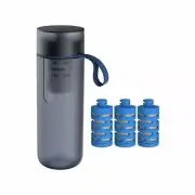 Philips GoZero 590ml Active Travel Water Drink Bottle w/ 4pc Fitness Filter Blue