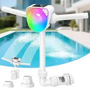 2 in 1 Pool Fountain with Solar Pool Lights, 360°Adjustable Dual Spray Sprinkler Head Water Fountain, Auto Sprinkler, Waterfall Sprayer for Cool in/Above Ground Pool Water (White)