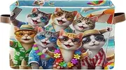Funny Animals Cute Cats Organizer Bins, Decorative Storage Bins with Handles for Home, Set of 2