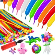100Pcs 260 Long Balloons with Pump, Colors Balloons Animal Kit DIY Premium Latex