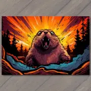 FLATCARD Groovy Groundhog Pop Art - Bursting with Colors Groundhog Day