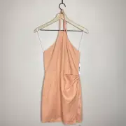 Reformation Women’s Size 2 Dory Linen Halter Neck Faux Wrap Dress In Peaches