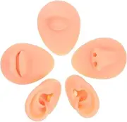 [Ipetboom] 1 Set Simulation Ear Model Nose Studs Ear for Piercing Practice Piercing Nose Model Silicone Piercing Model Piercing Ear Silicone Practice Model Silicone Ears Silica Gel Khaki