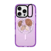 iPhone 16 Pro Impact Ring Stand Case MagSafe Compatible Modern One line Abstract English Bulldog