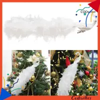 在飛比找蝦皮購物優惠-2 件裝白色孔雀聖誕飾品羽毛孔雀夾裝飾人造逼真羽毛孔雀聖誕樹