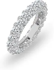 [Hoops & Loops] Sterling Silver Cubic Zirconia Round Stackable Anniversary Eternity Band Ring