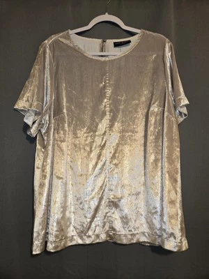 Lane Bryant Women’s Lurex Boatneck Swing Top Silver Shimmer Size 18 NWT