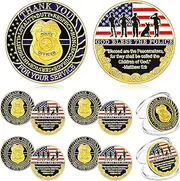 Ferreve 12 Set Police Officer Appreciation Challenge Coin Acrylic Protective Box Thank You for Your Service Police Officer Prayer Challenge Coin for Policeman