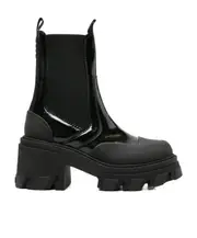Black Cleated Heeled Mid Chelsea Boots 40 black