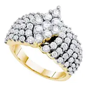 14k Yellow Gold Round Diamond Oval-shape Cluster Ring 2 Cttw