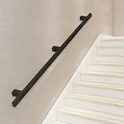 Outdoor Stair Railing Wrought Iron Staircase Banister Hand Rail - 1m 150cm 2m 240cm 3,6m 480cm 5m 6m, Handrails for Stairs Indoor, Wall Mounted(20ft/600cm)