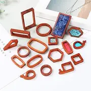 iSuperb 13 Pcs Wooden Pendants Resin Molds for Jewelry Making kit, Charms Pendants, Earring, Necklace DIY Crafts