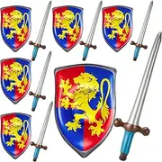 Poen 12 Pcs Inflatable Medieval Joust Sword and Shield Knight Set Including Inflatable Sword Inflatable Shield for Halloween Costume Medieval Accessories