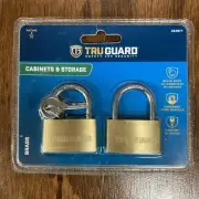 Wordlock, Tru-Guard, 2 Pack, 1-9/16" 40 mm Wide, Solid Body Brass Padlock, 1940T