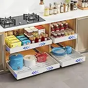 FumyFumy Telescopic Drawer, Extendable Shublade Kitchen, Extendable Cupboard Organiser, Kitchen Drawers with 100 cm Drawer Mat (White, 1 Piece/Adjustable Width 30.5-51.5 cm)