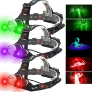 LED Headlamp Headlight Red/Green/White Light Head Torch Flashlight Hunting Lamp