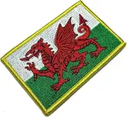[BR44] BP0190V21 Wales Country Flag Embroidered Patch Gold Border Uniform Kart Kimono, Hook Fasteners Attach to Tactical Hats and Gears