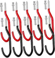 Mipcase 10 Pcs Heavy Duty Bicycle Storage Hooks Screw in Style Bike Rack for Garage with Expansion Tubes Easy Installation for Bikes Scooters and Tools Scratch Coated Surface