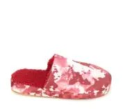 Soft & Cozy Floral Satin Plush Mule Slipper, Red 6