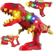 3-in-1 Transforming Dinosaur Gun Engineering Take Apart Toy Tool Kit with Lights & Sound (Tyrannosaurus Rex)