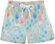 [RPLIFE] Boys Swim Trunks, Anti Chafe Swim Trunks for Boys 2 T, Bloom Meadow Green