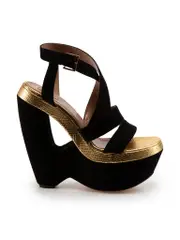 Black Suede Lizard Cut Out Wedges