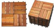 BECLOH Hardwood Decking Tiles, Set of 20, Vertical Pattern, Perfect for Gardens, Terraces, Balconies, 30 x 30 cm Dimensions, Easy-to-Assemble