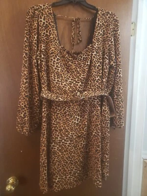 NEW Sexy City Chic CCX Animal Madness Leopard Print Smocked Dress Plus S 16 NWT
