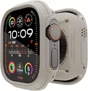 elkson Made for Watch Ultra 2 1 Bumper Case Screen Protector Kit 49mm Quattro Max Series Rugged Durable Flexible Shockproof Protective Cover with Tempered Glass for iWatch (Starlight, 49mm)